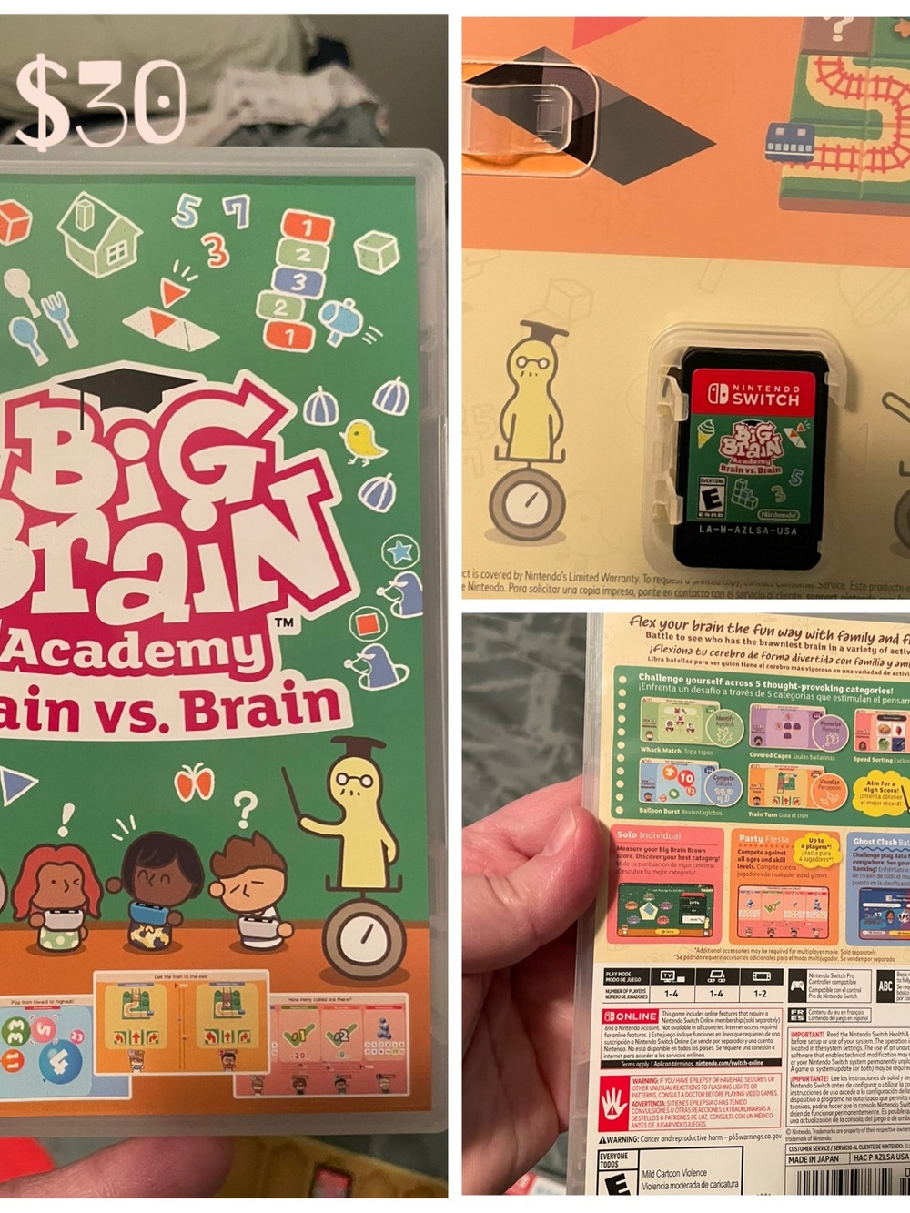 Nintendo Big Brain Academy: Brain vs. Brain game card — Green & Pink Cover